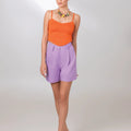 Purple Linen Shorts - ELLY