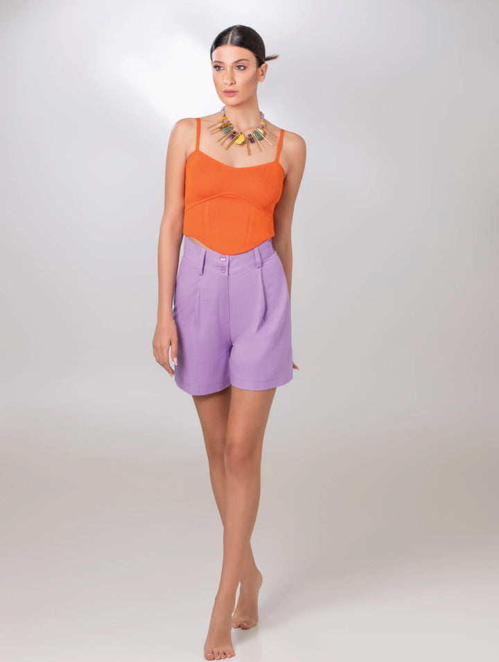 Purple Linen Shorts - ELLY