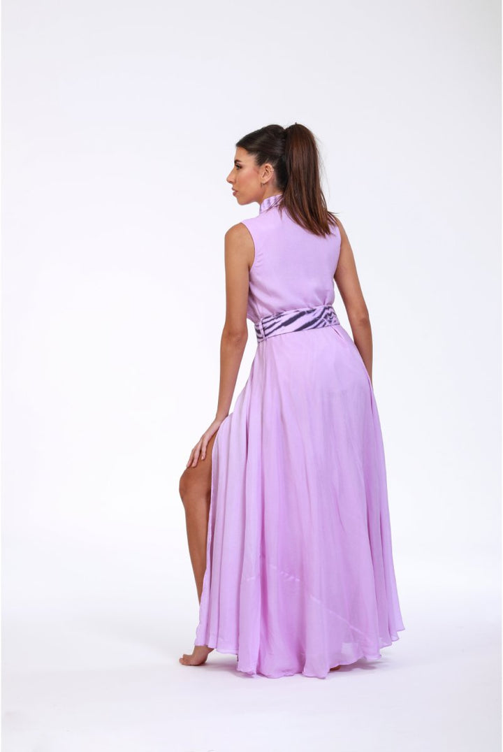 Radiant Mauve Crepe Maxi Dress - ELLY