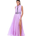 Radiant Mauve Crepe Maxi Dress - ELLY