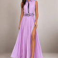 Radiant Mauve Crepe Maxi Dress - ELLY