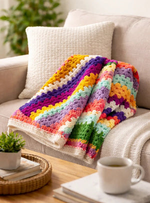 Rainbow Bloom Handmade Blanket – Multicolor - ELLY