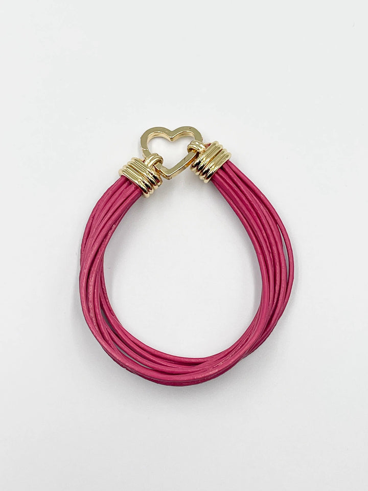 Raspberry Leather Bracelet - ELLY