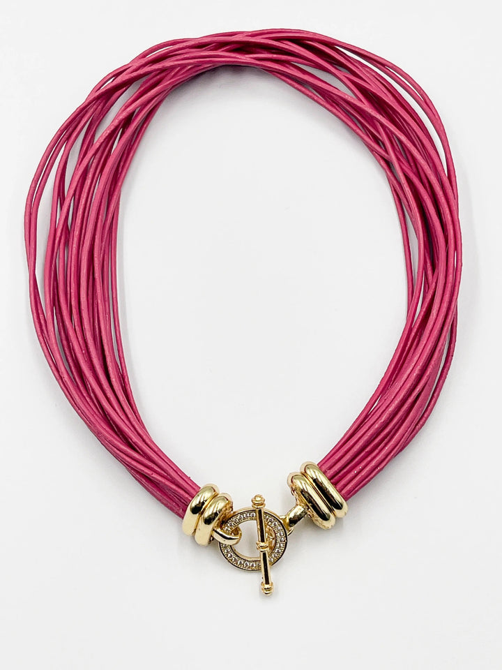 Raspberry Leather Choker - ELLY