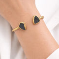 Raw Edge Agate Open Cuff Bracelet – Gold - ELLY