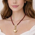 Red Crystal Heart Pendant Necklace – Gold (ELLY) - ELLY