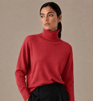 Red High Neck Sweater - ELLY