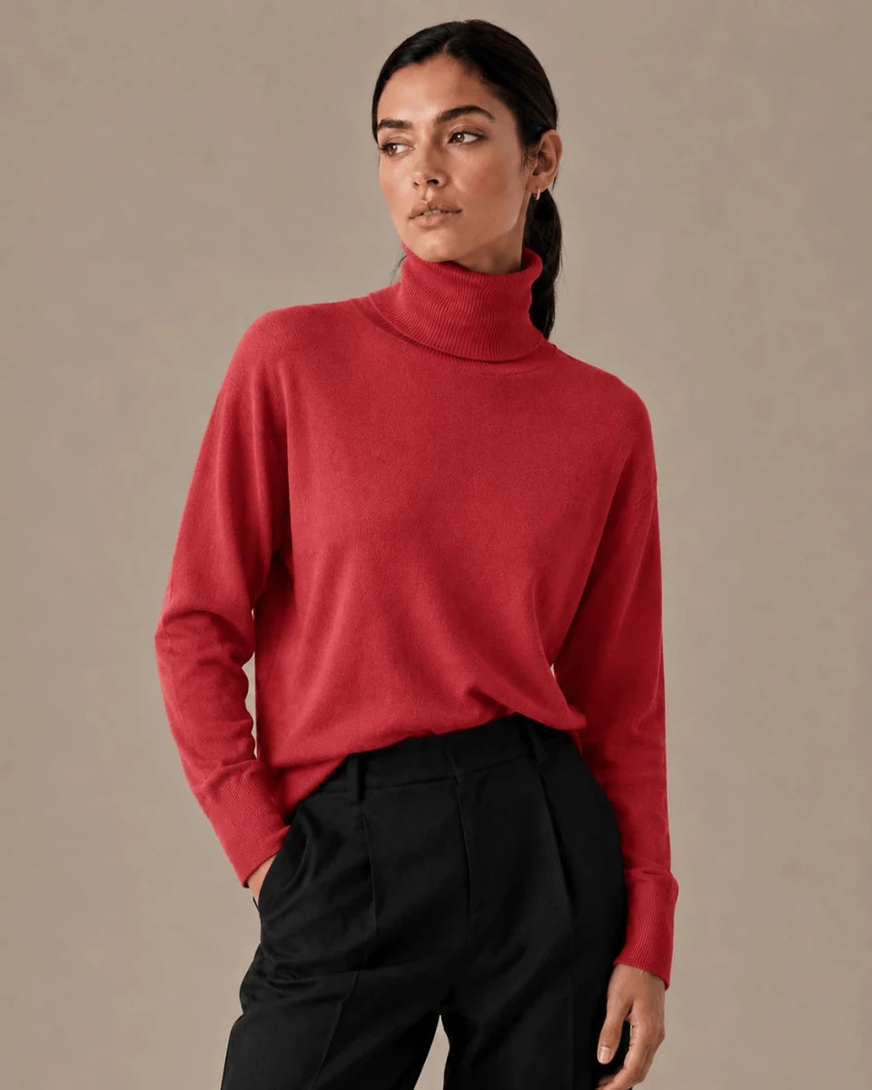 Red High Neck Sweater - ELLY