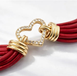 Red Leather Bracelet - ELLY