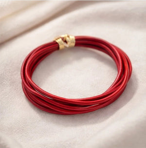 Red Leather Bracelet - ELLY