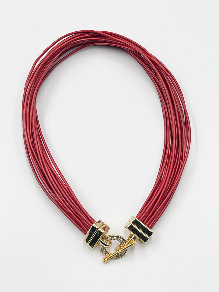 Red Leather Choker - ELLY