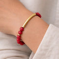 Red Stone Gold Bar Bracelet - ELLY