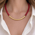 Red Volcano Stones Necklace in 18 Karat Gold - Plated Brass - ELLY