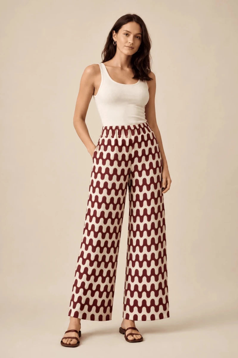 Retro Print Pants - ELLY