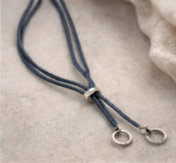 Rhodium Coated Copper Necklace with Three Ornaments - ELLY