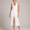 Ribbed Button - Front Midi Dress - ELLY