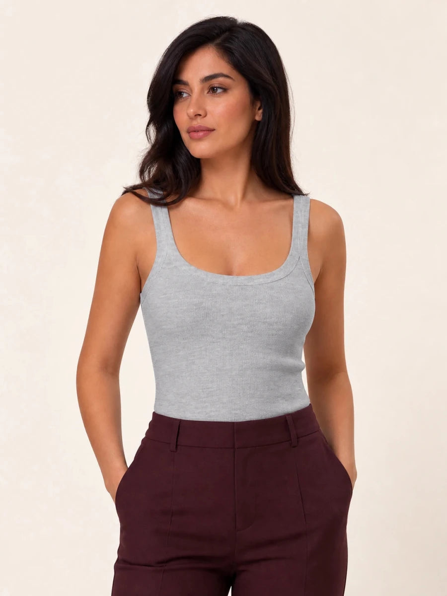Ribbed Cotton Tank Top – GRIGIO | Canotta in Costina - ELLY