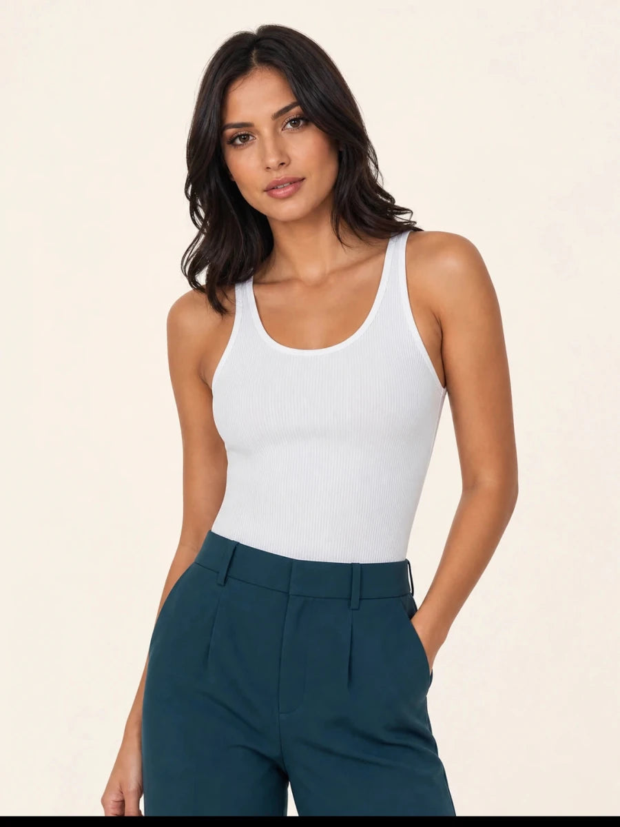 Ribbed Scalloped Tank Top – BIANCO - ELLY