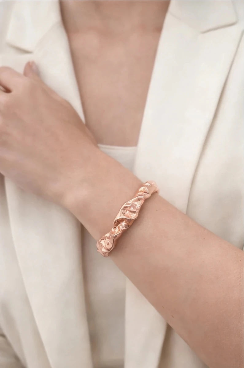 Rose Gold Color Copper bracelet coated in rhodium - ELLY