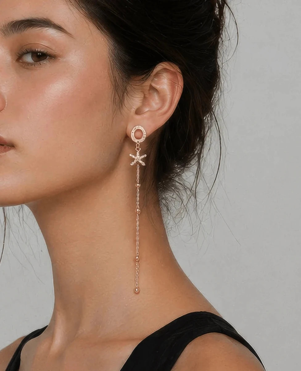 Rose Gold Rhodium - Plated Zircon Drop Earrings - ELLY