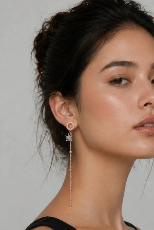 Rose Gold Rhodium - Plated Zircon Drop Earrings - ELLY