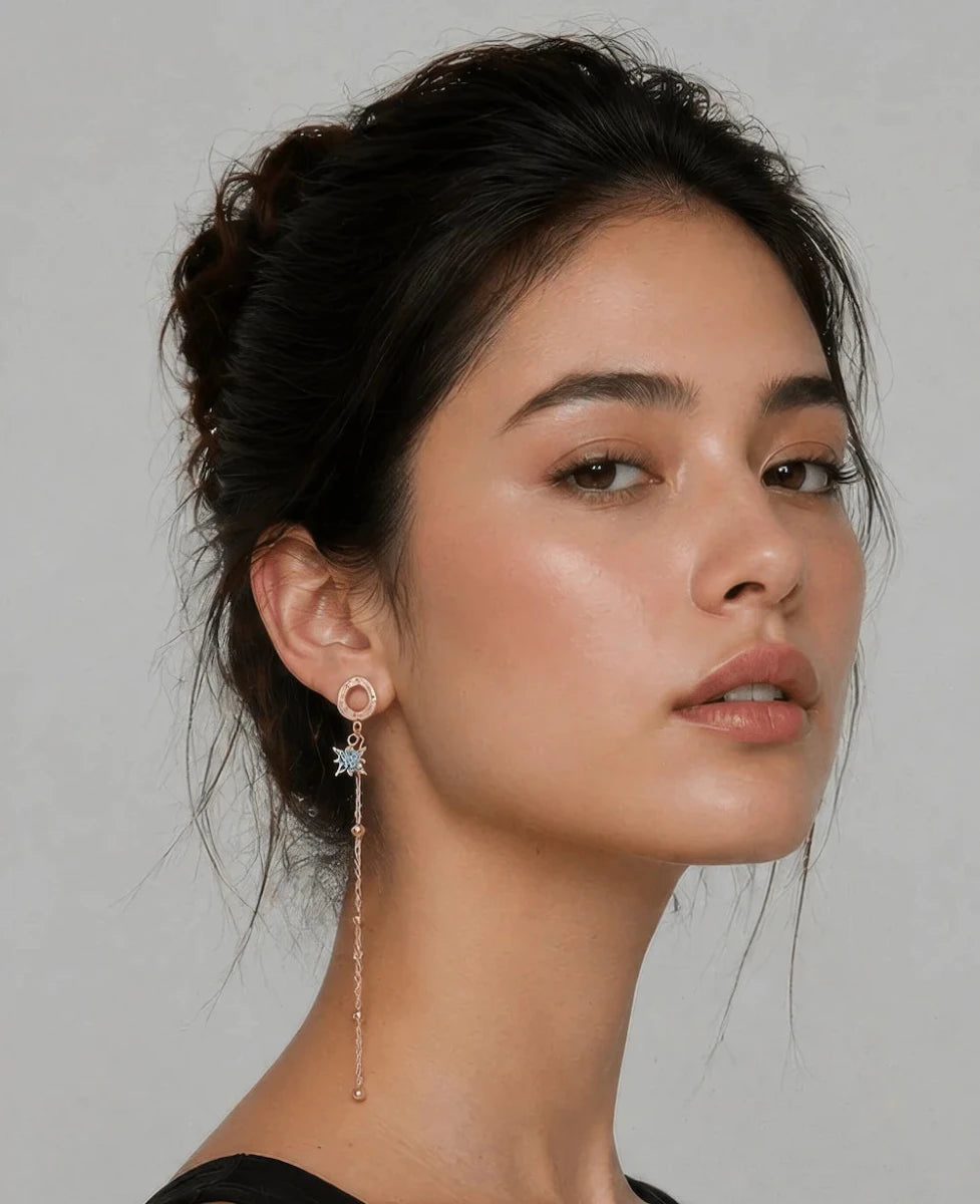 Rose Gold Rhodium - Plated Zircon Drop Earrings - ELLY
