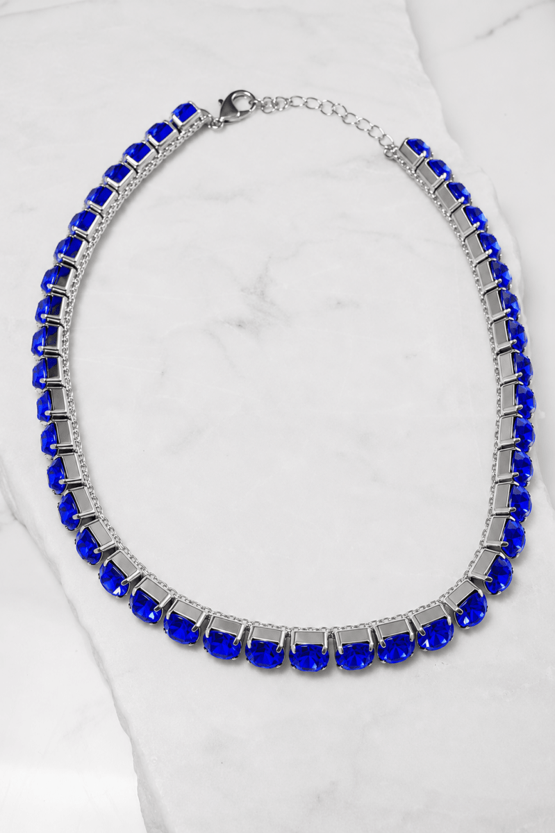 Royal Sapphire Crystal Necklace – Argento - ELLY