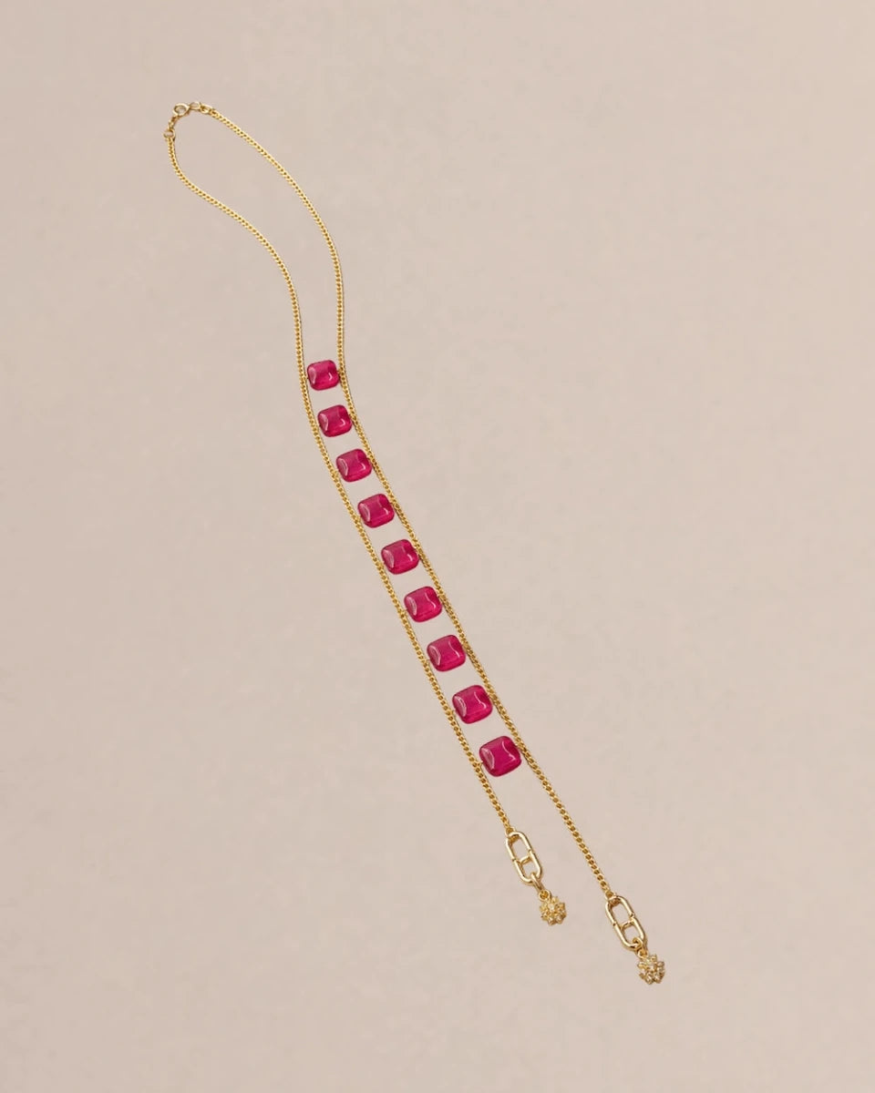 Ruby - Tone Jade Link Necklace – Gold - ELLY