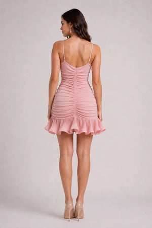 Ruched Mini Dress – Rosa - ELLY