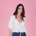 Ruffle tie - front top – Bianco - ELLY