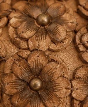 Sand Brown Floral Leather Clutch - ELLY
