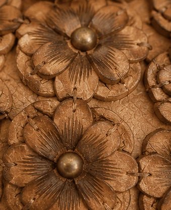 Sand Brown Floral Leather Clutch - ELLY