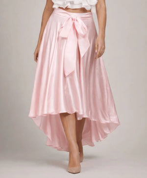 Satin Blush High - Low Skirt - ELLY