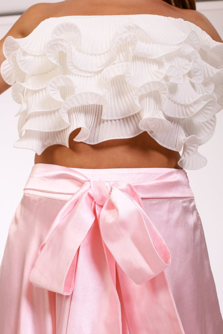 Satin Blush High-Low Skirt - ELLY