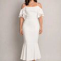 Satin Cold - Shoulder Siren Dress – Bianco - ELLY