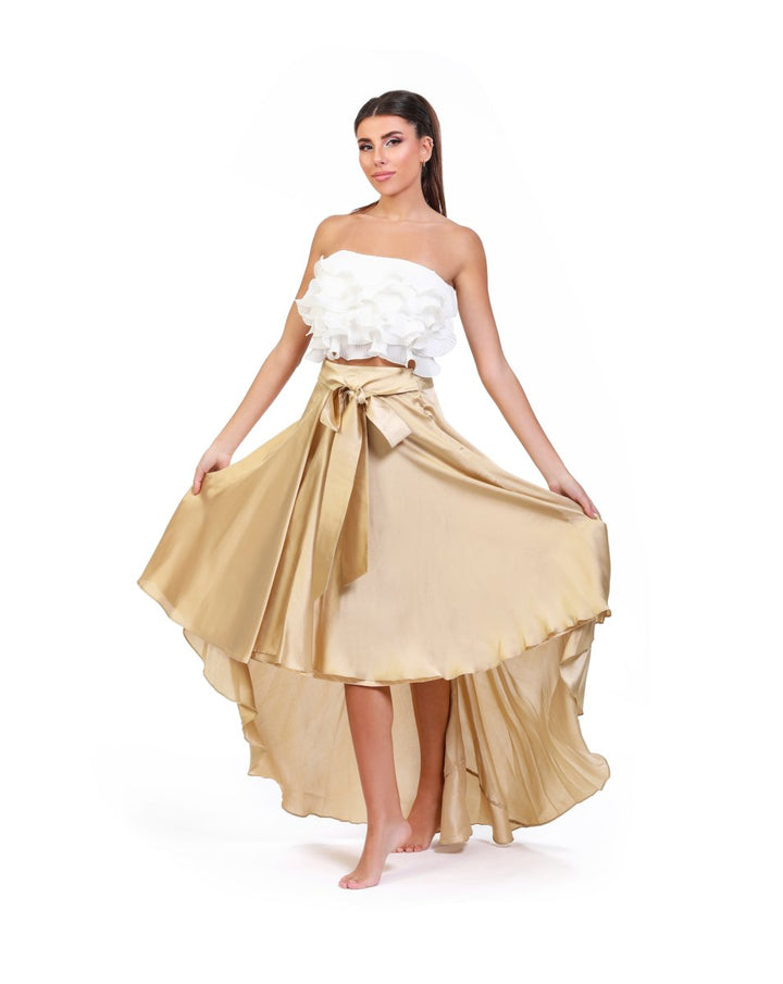 Satin Elegance High-Low Skirt - ELLY