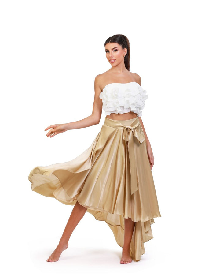 Satin Elegance High-Low Skirt - ELLY