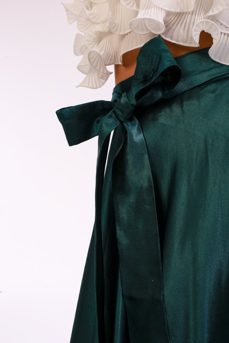 Satin Forest High-Low Skirt - ELLY