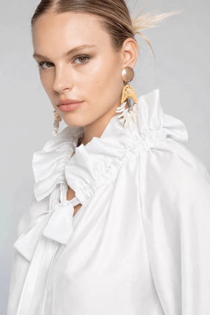Satin Ruffled Neck Blouse - ELLY