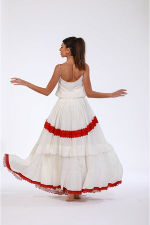 Serene Surplice Embroidered Maxi Skirt - ELLY