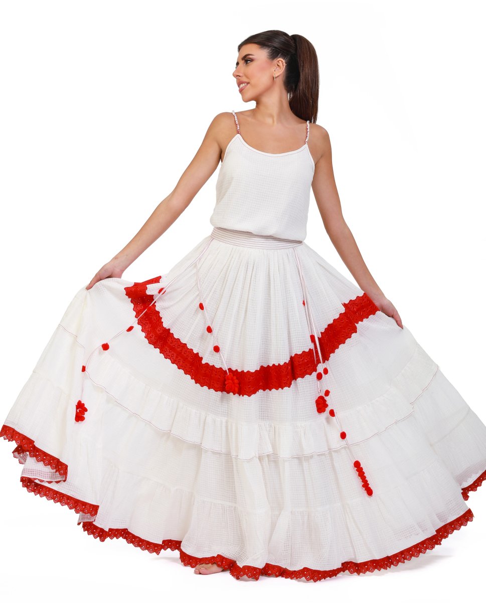 Serene Surplice Embroidered Maxi Skirt - ELLY