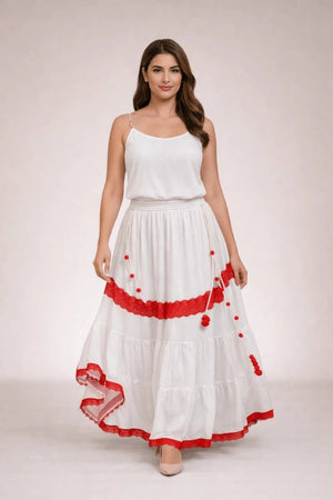 Serene Surplice Embroidered Maxi Top - ELLY