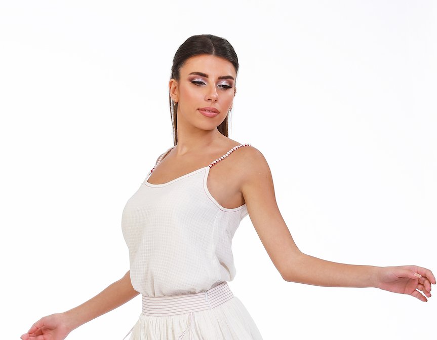 Serene Surplice Embroidered Maxi Top - ELLY