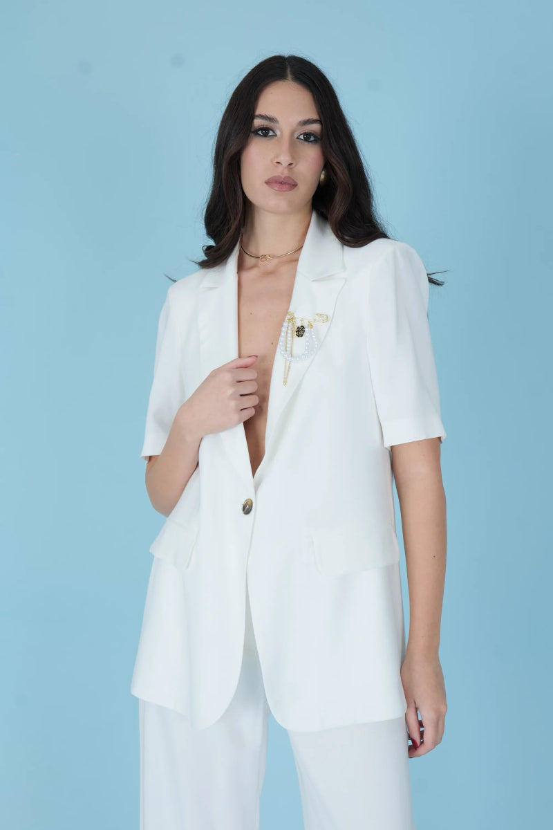Short Sleeve Tailored Jacket – Panna - ELLY