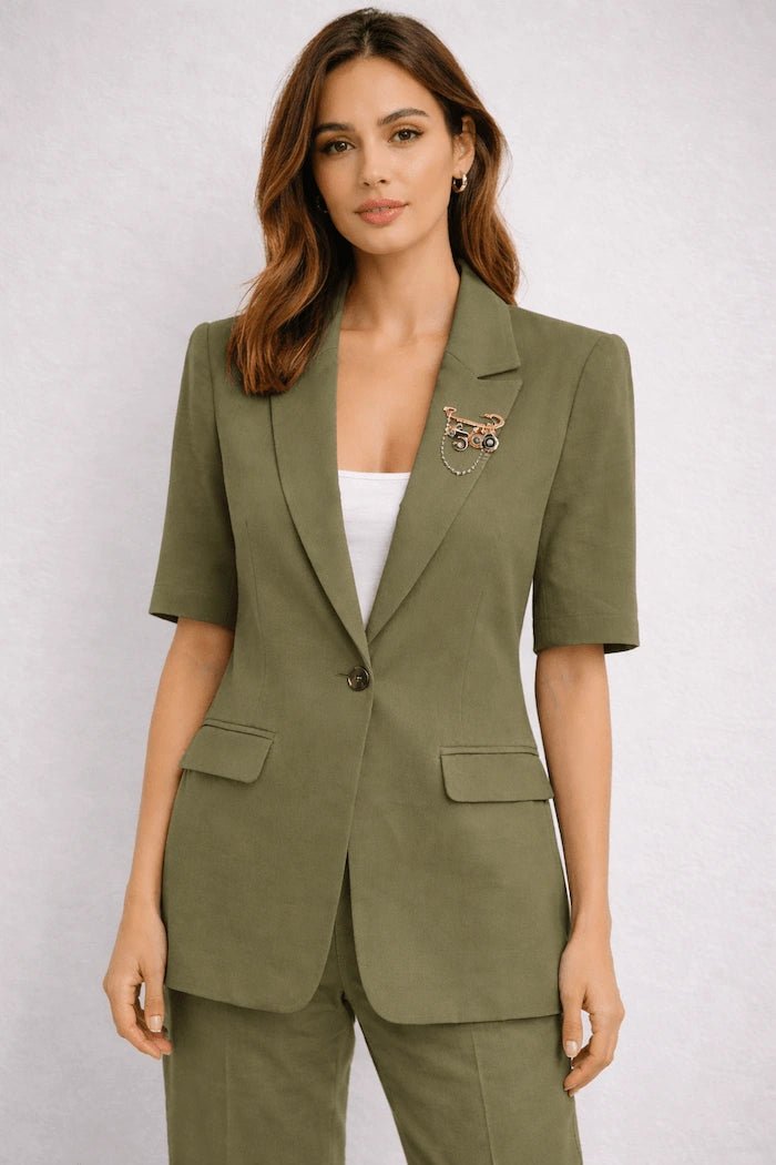 Short Sleeve Tailored Jacket – Verde - ELLY
