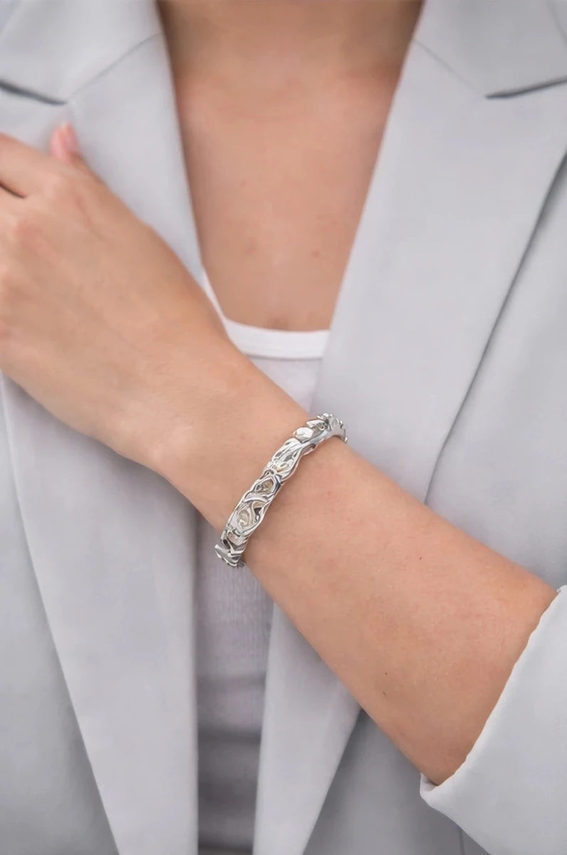 Silver Color Copper bracelet coated in rhodium - ELLY