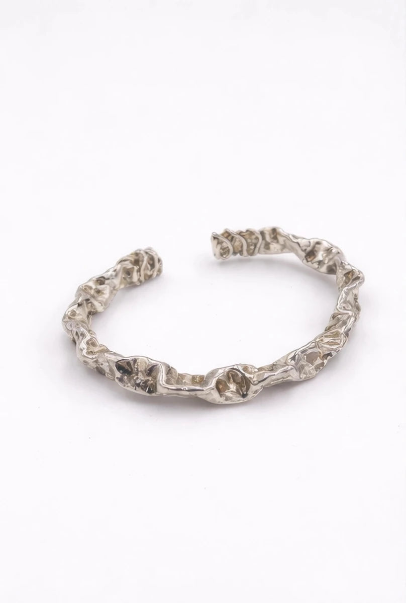 Silver Color Copper bracelet coated in rhodium - ELLY