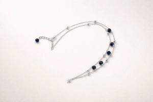 Silver Crystal Charm Anklet - ELLY