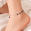 Silver Crystal Charm Anklet - ELLY