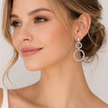 Silver Double Oval Drop Earrings - ELLY